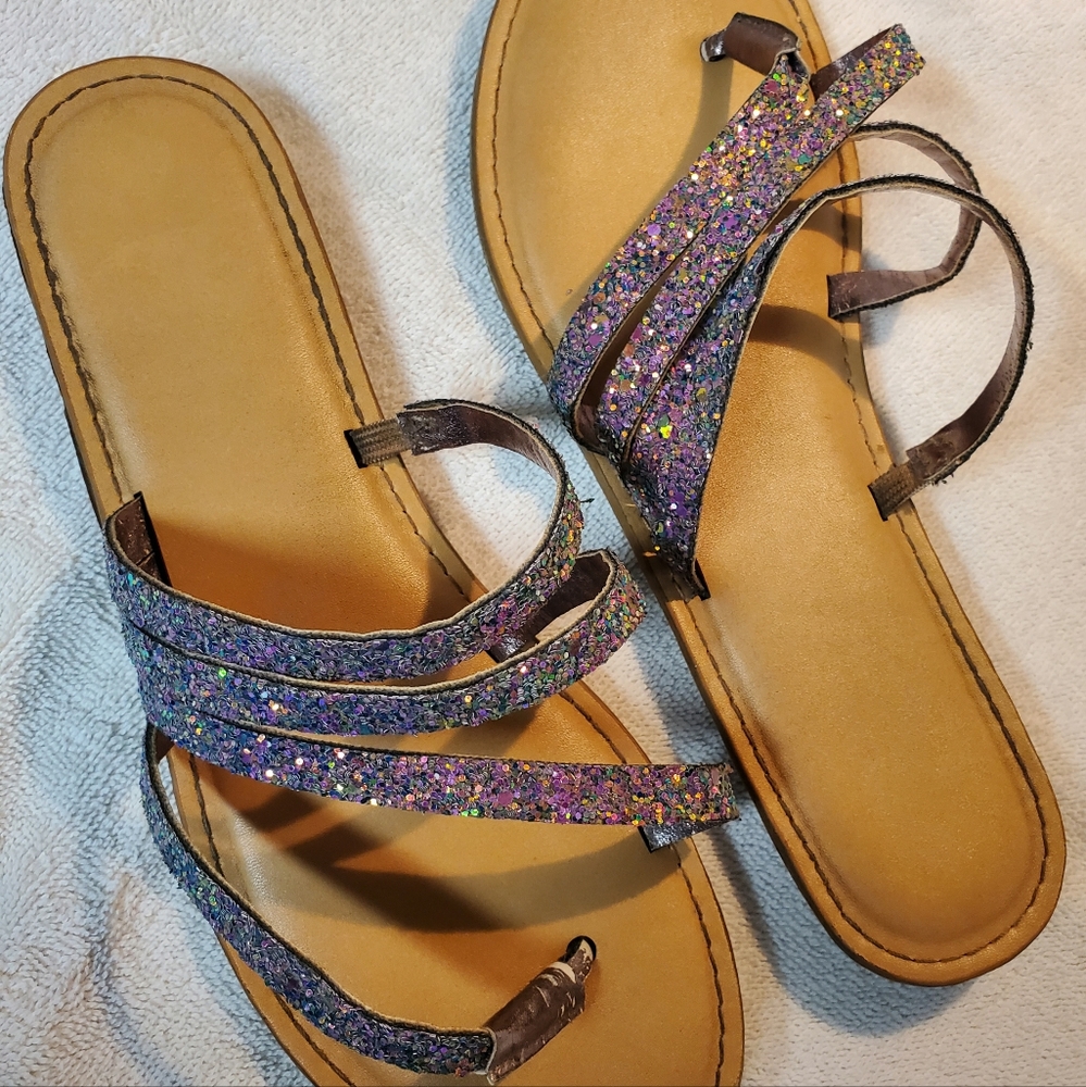 FERGALICIOUS by Fergie sequin sandals! Size: 8 Women's. Color: Multi sequins